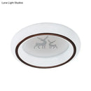 GobekUsa Contemporary LED Ceiling Lamp in White with Moon, Deer, and Hot Air Balloon Flush Light