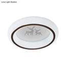 GobekUsa Contemporary LED Ceiling Lamp in White with Moon, Deer, and Hot Air Balloon Flush Light
