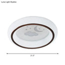GobekUsa Contemporary LED Ceiling Lamp in White with Moon, Deer, and Hot Air Balloon Flush Light