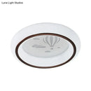 GobekUsa Contemporary LED Ceiling Lamp in White with Moon, Deer, and Hot Air Balloon Flush Light