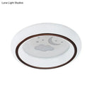 GobekUsa Contemporary LED Ceiling Lamp in White with Moon, Deer, and Hot Air Balloon Flush Light