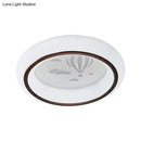 GobekUsa Contemporary LED Ceiling Lamp in White with Moon, Deer, and Hot Air Balloon Flush Light