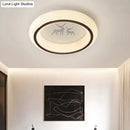 GobekUsa Contemporary LED Ceiling Lamp in White with Moon, Deer, and Hot Air Balloon Flush Light