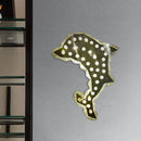 GobekUsa Contemporary LED Crystal Prism Dolphin Wall Light in Warm/White - Nickle Wall Mount Fixture