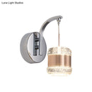 GobekUsa Contemporary LED Crystal Wall Lamp - Chrome Cylinder Bedroom Light Fixture