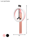 GobekUsa Contemporary LED Fill Light - Metallic Circular Mirror Lamp in Black/Pink with Tripod Design