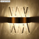 GobekUsa Contemporary LED Gold Sconce Light with Clear Crystal Prism for Bedroom