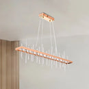 GobekUsa Contemporary LED Island Light with Crystal Rod - Rose Gold Finish