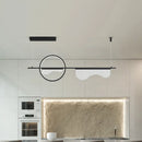 GobekUsa Contemporary LED Metal Island Pendant with Acrylic Wavy Design - Black Circle & Linear Down Lighting