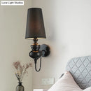 GobekUsa Contemporary LED Tapered Wall Sconce Light, 6"/8"/10" Dia, Fabric White/Black/Silver