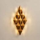 GobekUsa Contemporary LED Wall Lamp with Metallic Gold Diamond Shade - Warm/White Light, 23"/31" Width