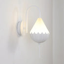 GobekUsa Contemporary LED Wall Sconce - Curved Arm Design with Metallic Finish and Pear Acrylic Shade in White