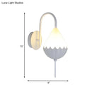 GobekUsa Contemporary LED Wall Sconce - Curved Arm Design with Metallic Finish and Pear Acrylic Shade in White
