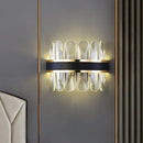 GobekUsa Contemporary LED Wall Sconce in Black - Clear Rectangle-Cut Crystal Half Cylinder Design for Bedside