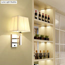 GobekUsa Contemporary LED Wall Sconce in Chrome for Living Room - Tapered Fabric Design