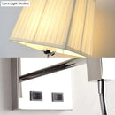 GobekUsa Contemporary LED Wall Sconce in Chrome for Living Room - Tapered Fabric Design