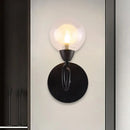 GobekUsa Contemporary LED Wall Sconce Light Fixture - White Glass Round Design (Black Mount)