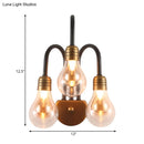 GobekUsa Contemporary LED Wall Sconce Light with Curved Brass Arm - Clear Glass Bulb, 1/2/3 Lights