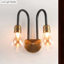 GobekUsa Contemporary LED Wall Sconce Light with Curved Brass Arm - Clear Glass Bulb, 1/2/3 Lights