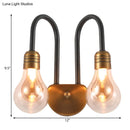 GobekUsa Contemporary LED Wall Sconce Light with Curved Brass Arm - Clear Glass Bulb, 1/2/3 Lights