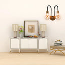 GobekUsa Contemporary LED Wall Sconce Light with Curved Brass Arm - Clear Glass Bulb, 1/2/3 Lights