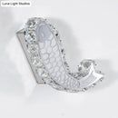 GobekUsa Contemporary LED Wall Sconce with Crystal Block Shade for Bedside Mounting