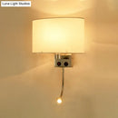 GobekUsa Contemporary LED Wall Sconce with Fabric Shade - Chrome/Champagne Oval Mount Light