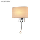 GobekUsa Contemporary LED Wall Sconce with Fabric Shade - Chrome/Champagne Oval Mount Light