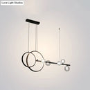 GobekUsa Contemporary Linear and Ring LED Pendant Light for Dining Room - Metal Hanging Island Light with Clear Glass Shade