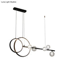 GobekUsa Contemporary Linear and Ring LED Pendant Light for Dining Room - Metal Hanging Island Light with Clear Glass Shade