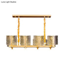 GobekUsa Contemporary Linear Chandelier: Brass Finish, Square Glass Panel, 8-Light Hanging Lamp