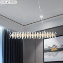 GobekUsa Contemporary Linear Crystal Island Lamp with 16 Hanging Lights - Perfect for Living Room