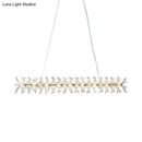 GobekUsa Contemporary Linear Crystal Island Lamp with 16 Hanging Lights - Perfect for Living Room