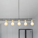 GobekUsa Contemporary Linear Metal Island Lighting with 5 Bulbs - White/Gold Finish Ceiling Lamp for Dining Room