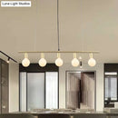 GobekUsa Contemporary Linear Metal Island Lighting with 5 Bulbs - White/Gold Finish Ceiling Lamp for Dining Room