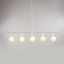 GobekUsa Contemporary Linear Metal Island Lighting with 5 Bulbs - White/Gold Finish Ceiling Lamp for Dining Room
