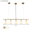 GobekUsa Contemporary Linear Metal Island Lighting with 5 Bulbs - White/Gold Finish Ceiling Lamp for Dining Room