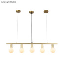GobekUsa Contemporary Linear Metal Island Lighting with 5 Bulbs - White/Gold Finish Ceiling Lamp for Dining Room