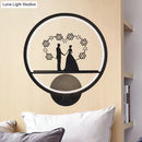GobekUsa Contemporary Lover Pattern Circular Wall Sconce LED Light in Black for Bedside or Mural