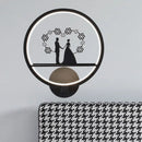 GobekUsa Contemporary Lover Pattern Circular Wall Sconce LED Light in Black for Bedside or Mural