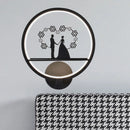 GobekUsa Contemporary Lover Pattern Circular Wall Sconce LED Light in Black for Bedside or Mural