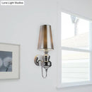 GobekUsa Contemporary Fabric Barrel Wall Mount Light - Bedroom Sconce Light (Black/Silver/White)