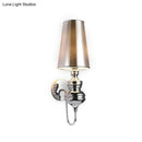 GobekUsa Contemporary Fabric Barrel Wall Mount Light - Bedroom Sconce Light (Black/Silver/White)