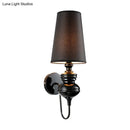 GobekUsa Contemporary Fabric Barrel Wall Mount Light - Bedroom Sconce Light (Black/Silver/White)