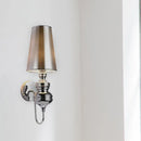 GobekUsa Contemporary Fabric Barrel Wall Mount Light - Bedroom Sconce Light (Black/Silver/White)