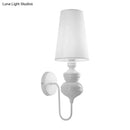GobekUsa Contemporary Fabric Barrel Wall Mount Light - Bedroom Sconce Light (Black/Silver/White)
