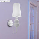 GobekUsa Contemporary Fabric Barrel Wall Mount Light - Bedroom Sconce Light (Black/Silver/White)