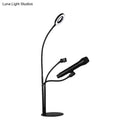 GobekUsa Contemporary Metal Circular Vanity Light with USB LED Fill Lighting and Mobile Phone Support - Sleek Black Finish
