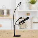 GobekUsa Contemporary Metal Circular Vanity Light with USB LED Fill Lighting and Mobile Phone Support - Sleek Black Finish