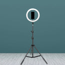 GobekUsa Contemporary Metal Round Make-Up Light with USB Port, LED Fill Flash Lamp - Black, 63"/75" Long
